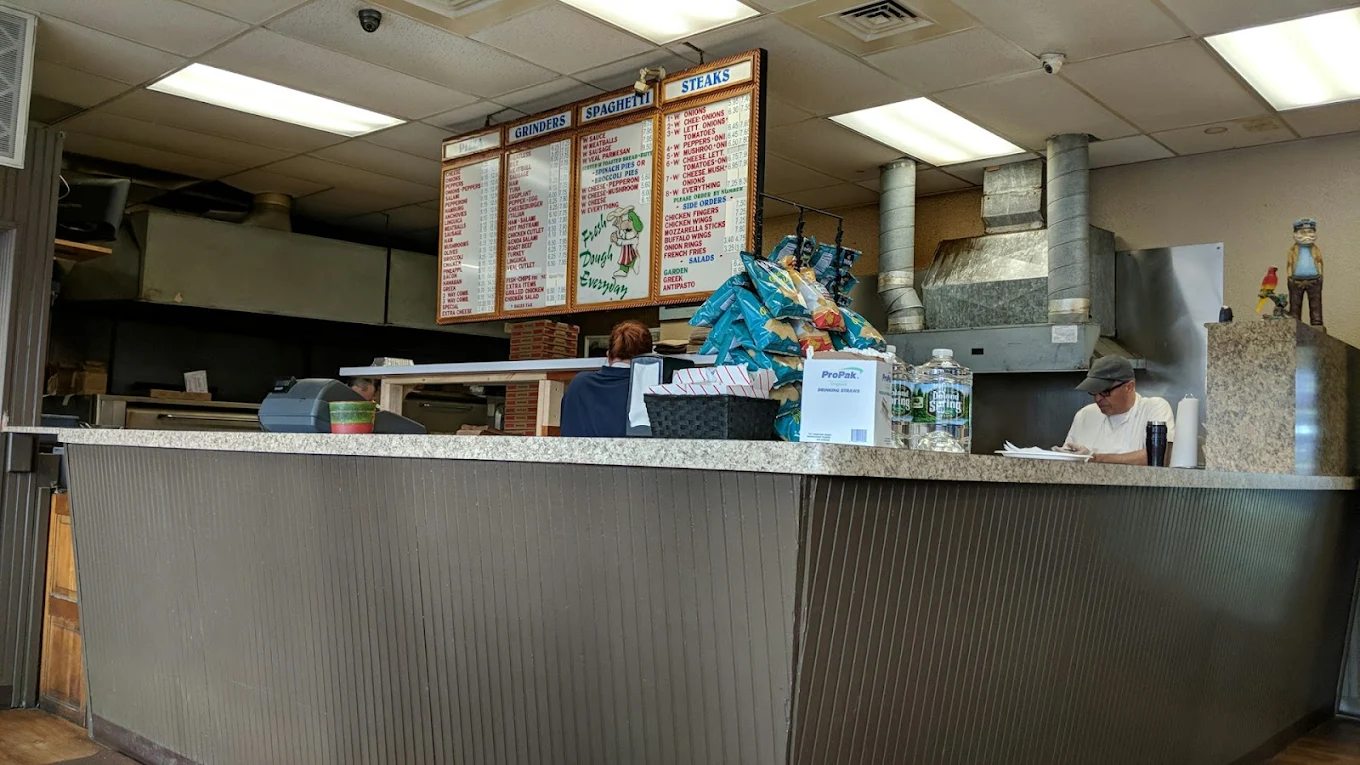 Kitchen counter with pizza oven